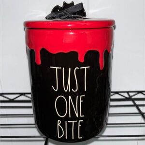Rae Dunn Black Canister with Red Drip Lid